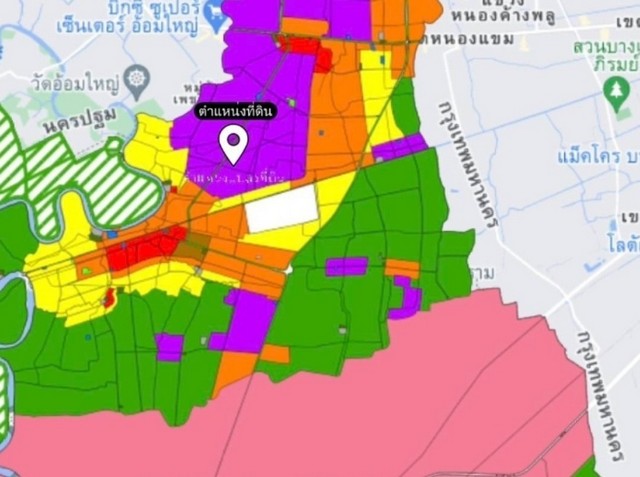 ขายที่ดินรูปถมแล้ว ผังสีม่วง อ.กระทุ่มแบน จ.สมุทรสาคร 4-0-60.9 ไร.