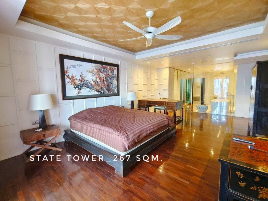 ให้เช่า คอนโด Exclusive Luxury Residence with Chao-Phaya River View State Tower สีลม (สเตท ทาวเวอร์ สีลม) 267 ตรม. with Thai design