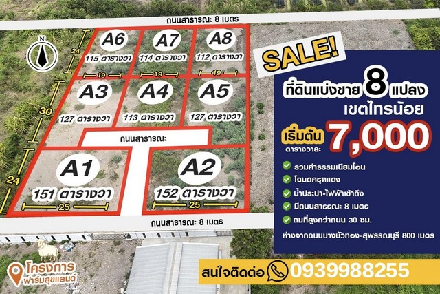 ที่ดินขุนศรี-ไทรน้อย ตรว.ละ7000.