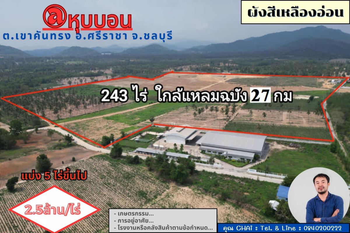 Vายที่ดิน 243 ไร่ @หุบบอน ต.เขาคันทรง อ.ศรีราชา จ.ชลบุรี ใกล้แหลมฉบัง 27 กม. 