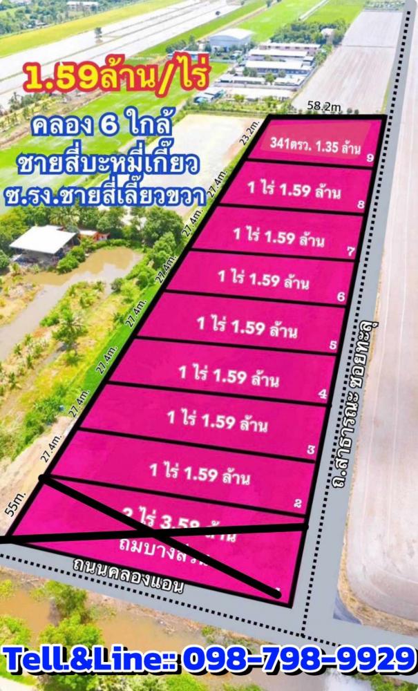  #ที่ดินคลอง 6(ใกล้ซอยคลองหกตะวันตก47) คลองหลวง ปทุมธานี  .