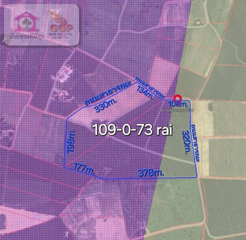 ขายที่ดินผังเมืองสีม่วงลาย เกาะจันทร์ เนื้อที่ 109 -0-73 ไร่  .