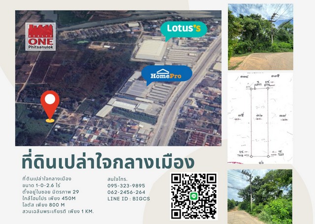 ที่ดินเปล่า แปลงสวย ใจกลางเมืองพิษณุโลก ใกล้สวนเฉลิมพระเกียรติ  .