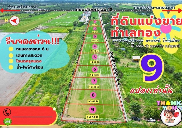 ขายที่ดิน คลอง 12 ซอยศาลาครุ 53 ตำบลศาลาครุ หนองเสือ จ.ปทุมธานี    .