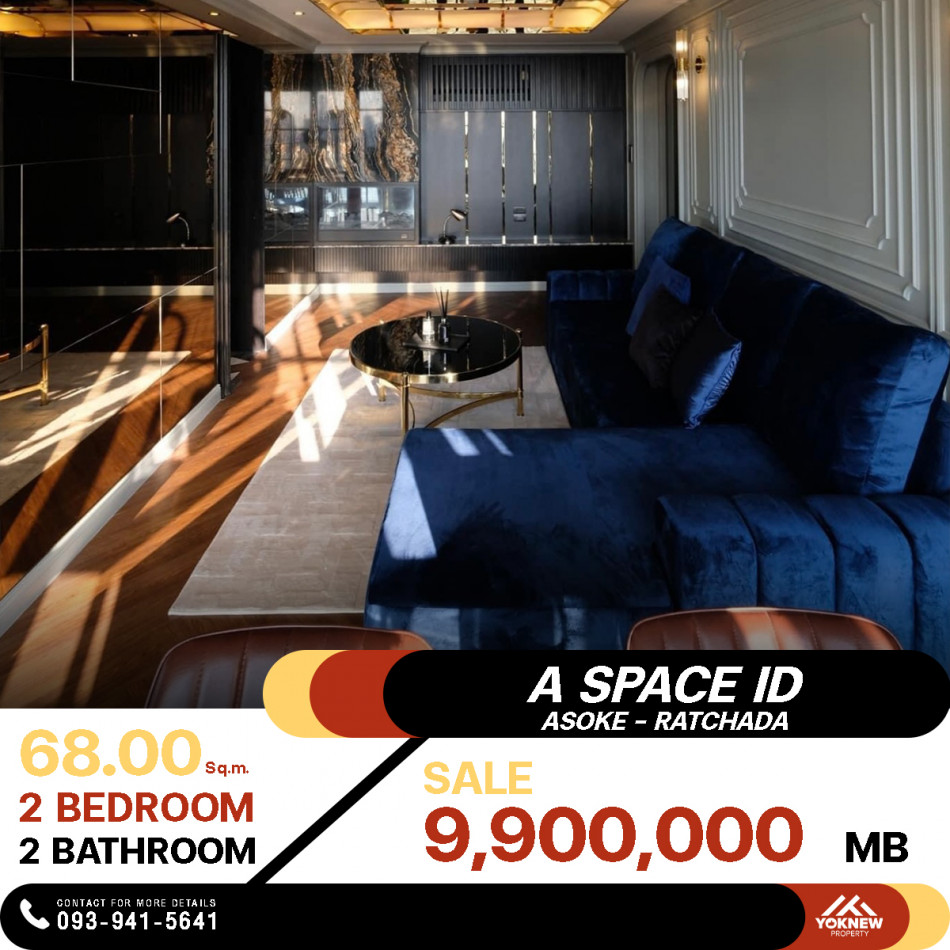 ขายราคาพิเศษคอนโด A Space ID Asoke - Ratchada ห้องรีโนเวทใหม่ทั้งห้อง เจ้าของไม่เคยเข้าอยู่ขายราคา 9.9 ล้านบาท*