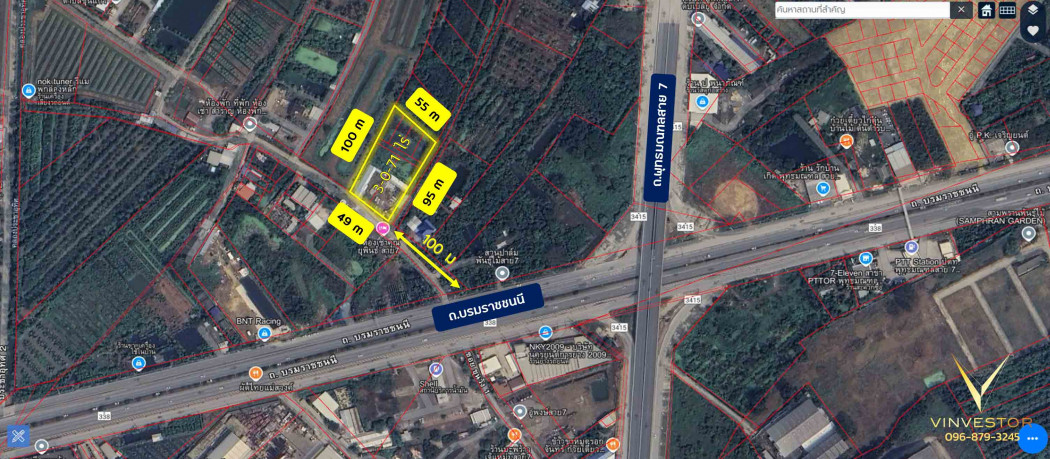 ขาย ที่ดิน 3-0-71 ไร่ ใกล้ถนนบรมราชชนนี เพียง 100 ม แปลงสี่เหลี่ยม เหมาะสร้างบ้านอยู่อาศัย หอพัก อพาร์ทเม้นต์ บริษัท ร้านอาหาร: PR_aa00000435201: PR_aa0000