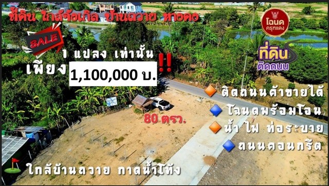 ขายที่ดิน80ว.1.1ลบ. แปลงมุม บ้านถวาย ต.ขุนคง หางดง เชียงใหม่  .