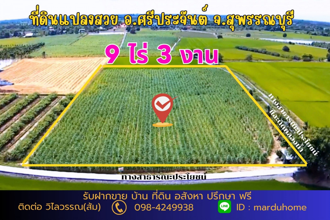 ขาย ที่ดิน ต.ดอนปรู อ.ศรีประจันต์ จ.สุพรรณบุรี NO 9 ไร่ 3 งาน 5 ตรว ทำเกษตรในยามเกษียณ: aa00000523538