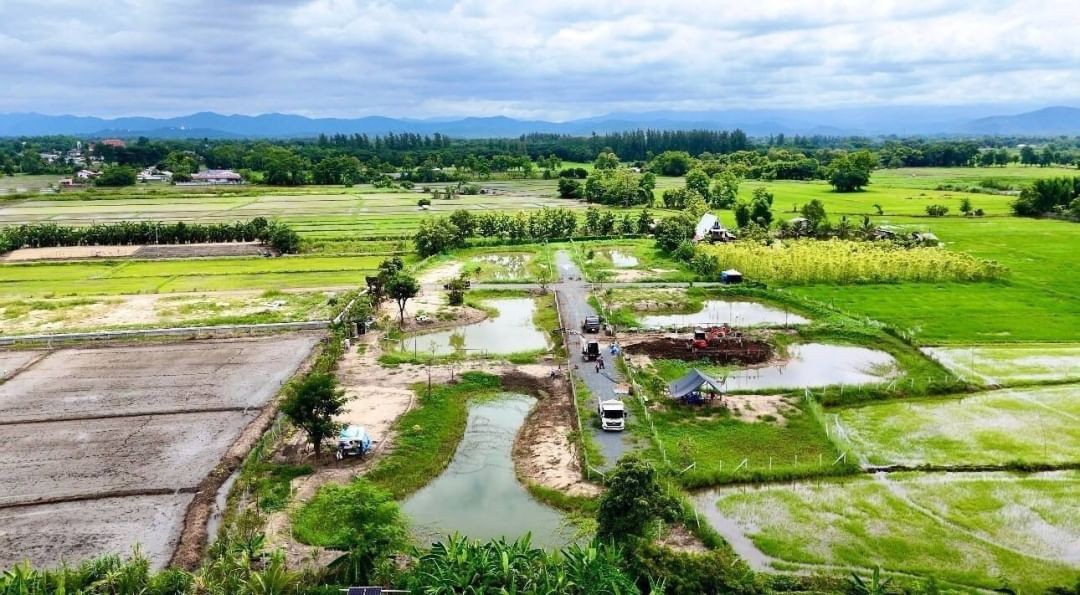 ที่ดินเปล่าแบ่งขาย ตรว.ละ 6,000 บาท สันกำแพง พร้อมบ่อน้ำทุกแปลง  .