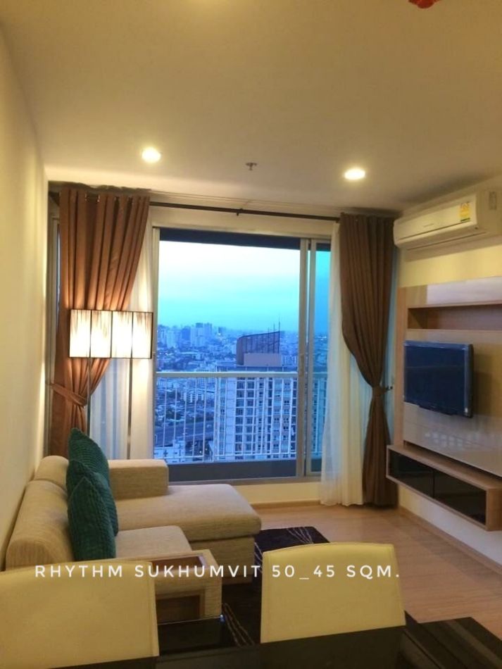 ให้เช่า คอนโด river view 1 nice bedroom Rhythm สุขุมวิท 50 (ริธึ่ม สุขุมวิท 50) 45 ตรม. near BTS Onnut Lotus Century Mall: aa00000599840