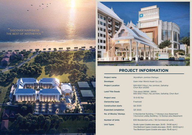 ขายห้องชุด WYNDHAM JOMTIEN PATTAYA  เพื่อการลงทุน การันตีรายได้.