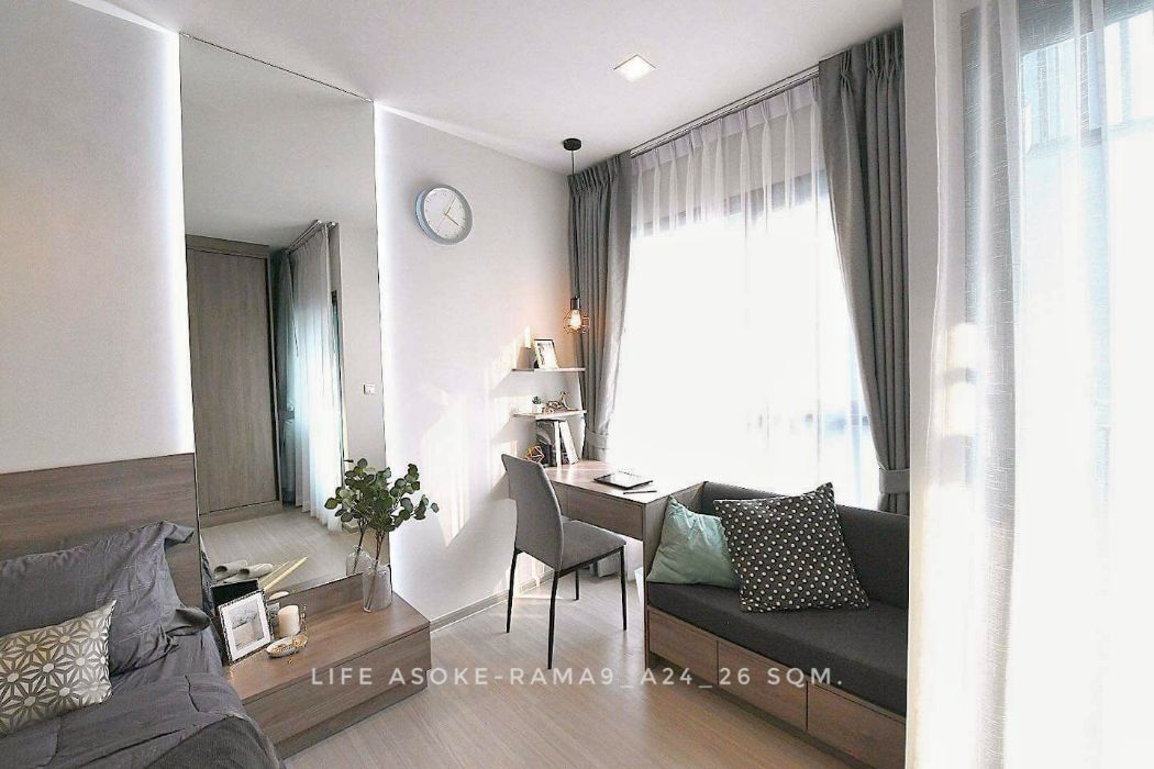 ให้เช่า คอนโด 1 bedroom 1 kitchen nice decoration Life Asoke - Rama 9 : ไลฟ์ อโศก พระราม 9 26 ตรม. building A close to MRT Rama9