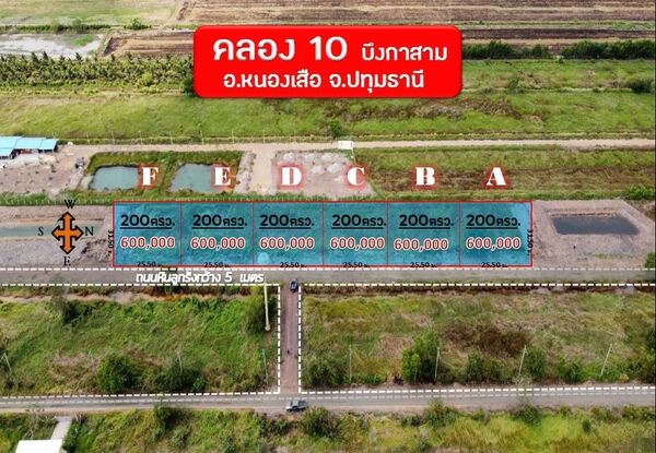 ที่ดินเปล่าตำบล บึงกาสาม อำเภอ หนองเสือ จังหวัด ปทุมธานี.