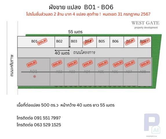   ขายที่ดินทำเลมังกร 1 ไร่ ทำเลรวย! เหลือเพียง 4 ล็อคสุดท้าย   .