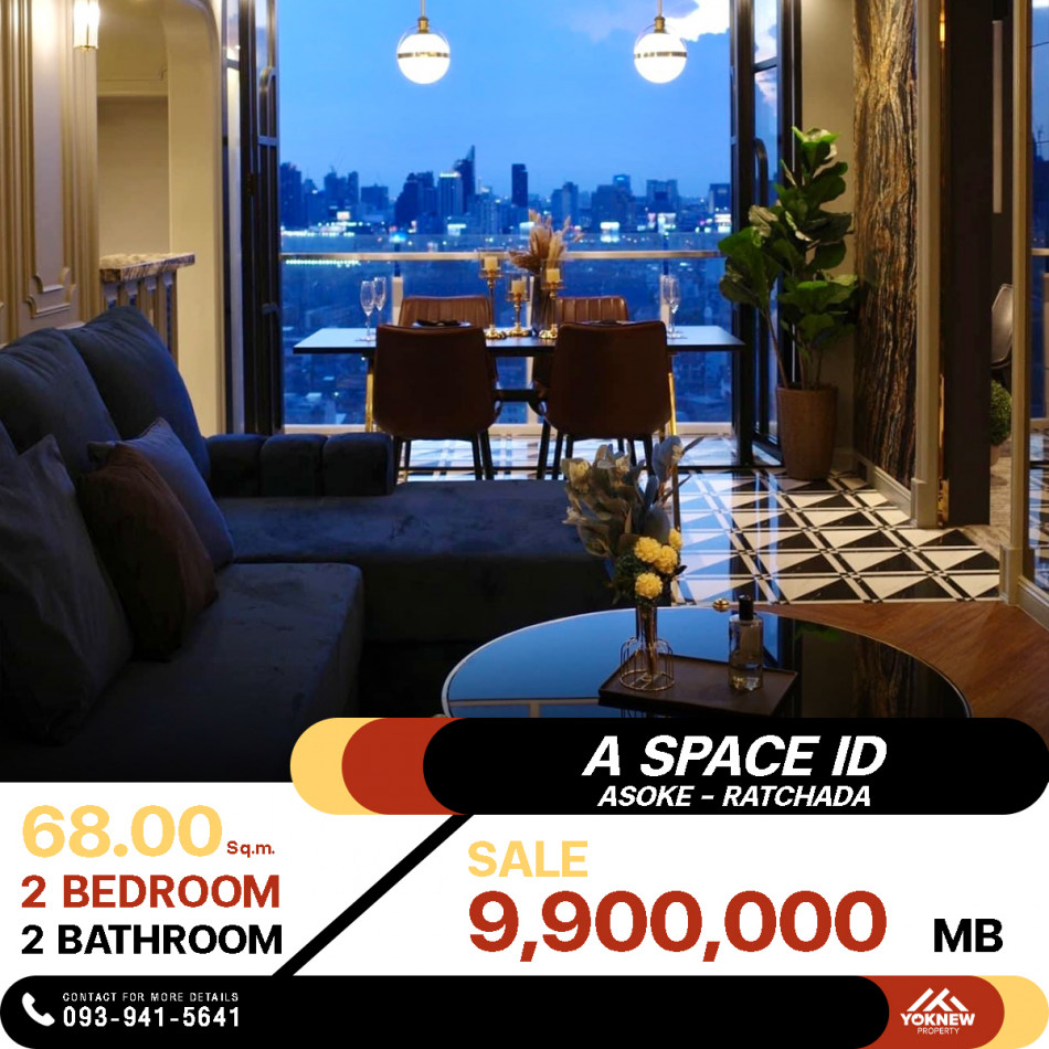 ขายราคาพิเศษคอนโด A Space ID Asoke - Ratchada ห้องรีโนเวทใหม่ทั้งห้อง เจ้าของไม่เคยเข้าอยู่ขายราคา 9.9 ล้านบาท*