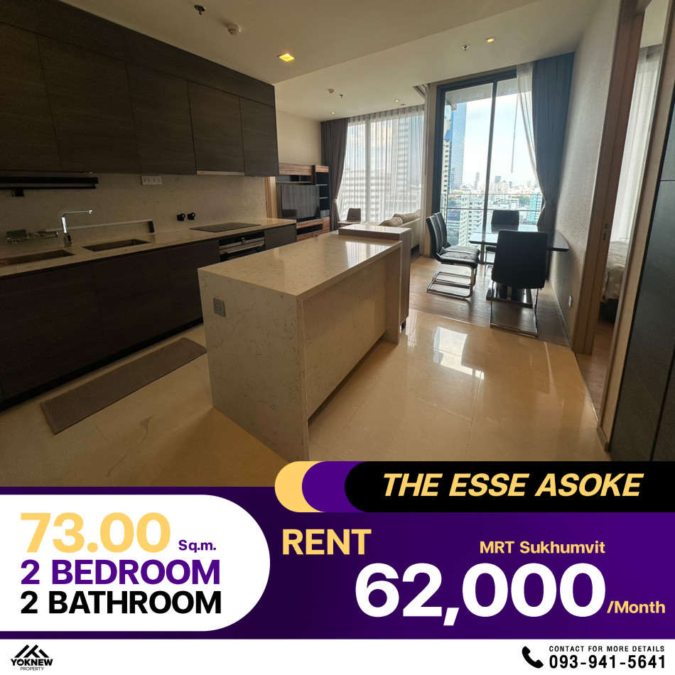 ให้เช่าคอนโด The ESSE Asoke  2 ห้องนอน 2 ห้องน้ำ ห้องชั้นสูงห้องสวยตกแต่งครบ วิวเมือง