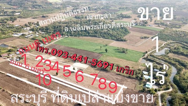 ขายที่ดินเปล่า 1ไร่ ราคาถูก ซอยวัดหนองหว้า อ.เฉลิมพระเกียรติ จ.สระบุรี โทร 098-513-6286