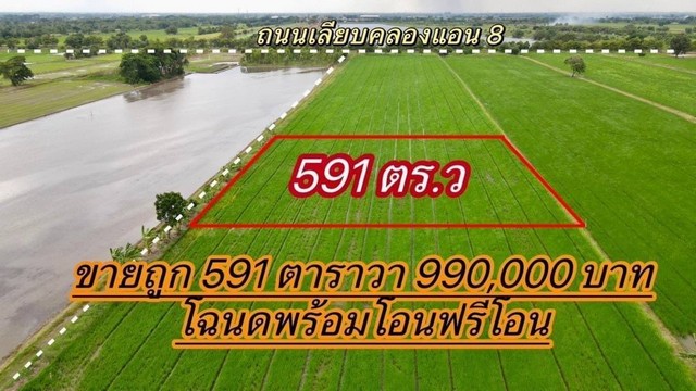 ขายด่วนที่นาสวยทำเลดี ติดทางสาธารณะ 8 ม.  .