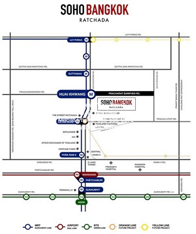 ให้เช่าคอนโดติดรถไฟฟ้า “โซโห แบงค็อก รัชดา (SOHO Bangkok Ratchada  .