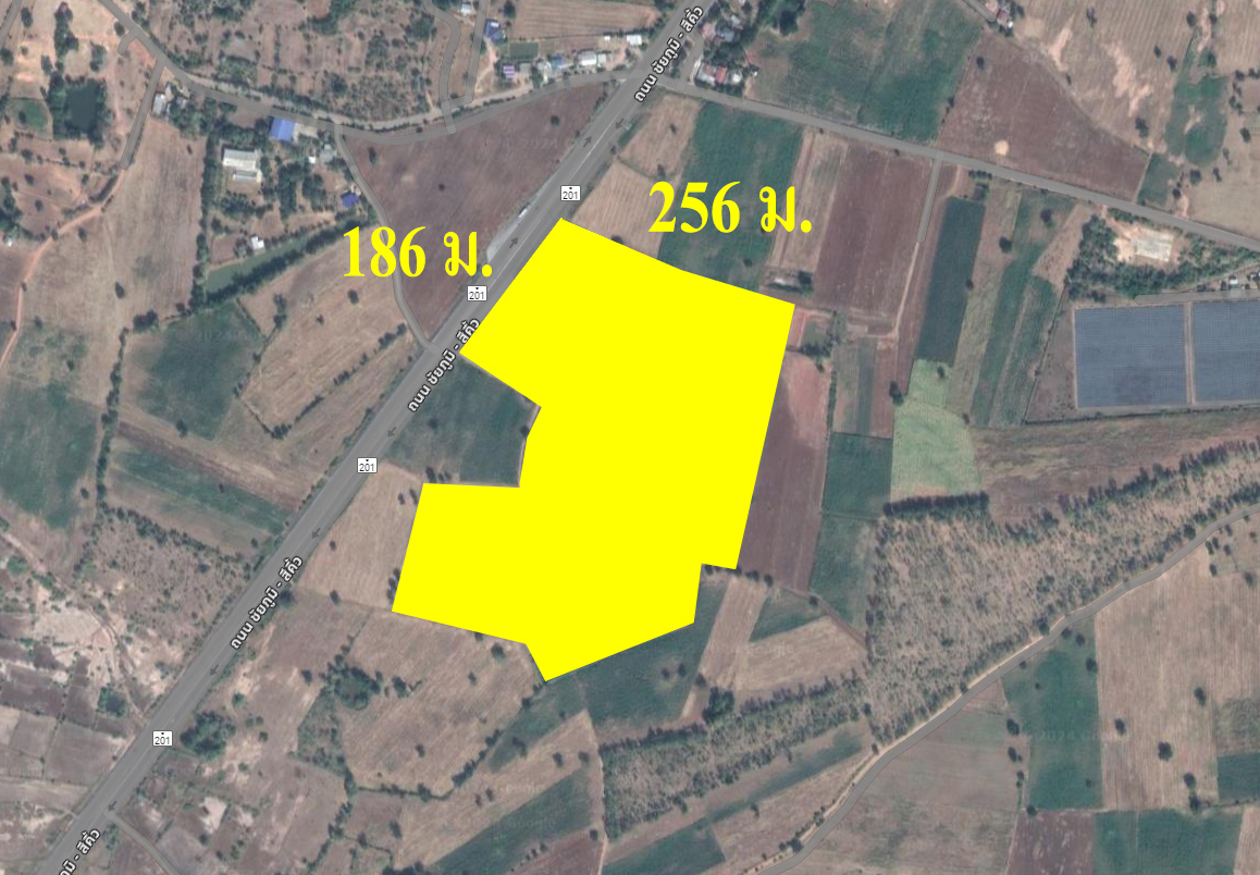 ที่ดินเปล่าแปลงใหญ่ 76 ไร่ ติดถนนทางหลวงชัยภูมิ-สีคิ้ว  .