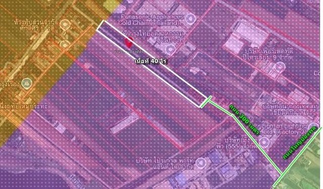 ขายที่ดินถมแล้วเขตEEC ผังที่ดินม่วงจุดสีขาว40 ไร่ อ.เมืองฉะเชิงเท  .