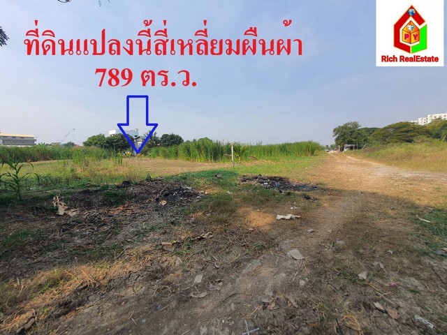 ขายที่ดินสี่เหลี่ยมผืนผ้า เฉลิมพระเกียรติ ร.9 ซอย28แยก18 ขนาด 789  .