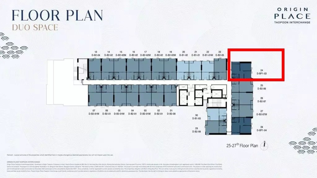 ขายดาวน์คอนโด Origin Place Taopoon Interchange  1 BedPlus Duplex   .