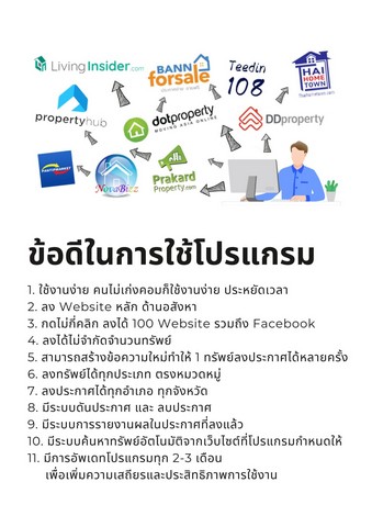 โปรแกรม ลงประกาศอสังหา 100 เว็บ.