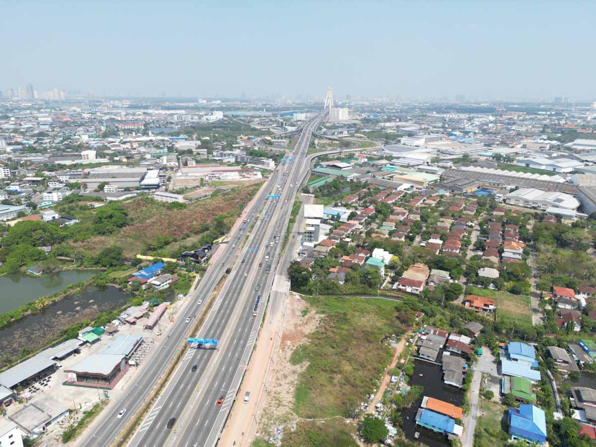 ที่ดินเปล่า  5-3-43.7 ไร่  ประชาอุทิศ ทุ่งครุ ติดถนนใหญ่ แปลงสวย.