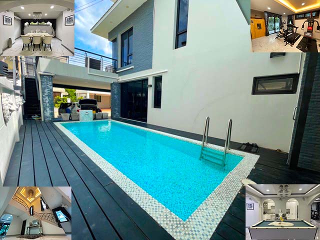 ครัวฝรั่ง ครัวไทย คฤหาสน์หรู PoolVilla แอร์9ตัว 4นอน ซาวน่า บางบอ  .