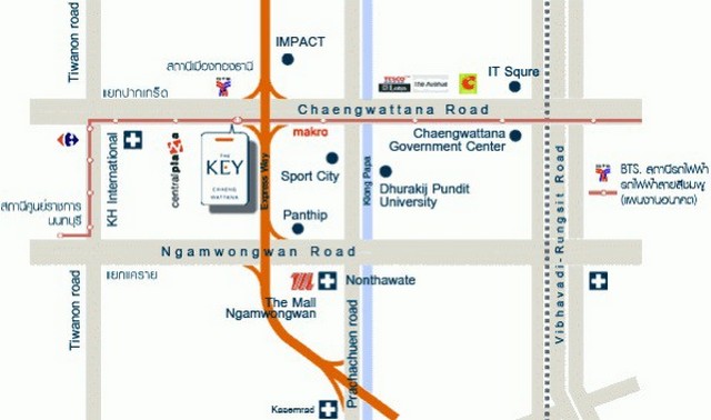 ให้เช่า คอนโด เดอะ คีย์ แจ้งวัฒนะ THE KEY CHAENGWATTANA ติดรถไฟฟ้  .