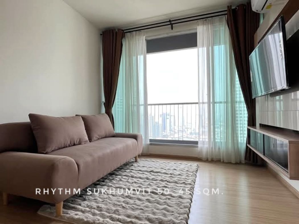 ให้เช่า คอนโด river view 1 nice bedroom Rhythm สุขุมวิท 50 (ริธึ่ม สุขุมวิท 50) 45 ตรม. near BTS Onnut Lotus Century Mall: aa00000599840