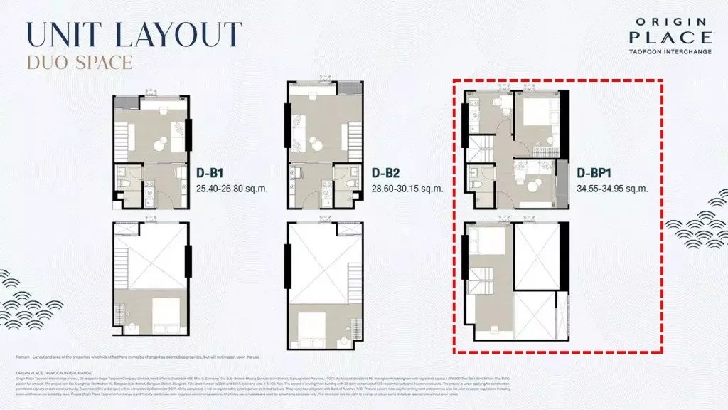 ขายดาวน์คอนโด Origin Place Taopoon Interchange  1 BedPlus Duplex   .