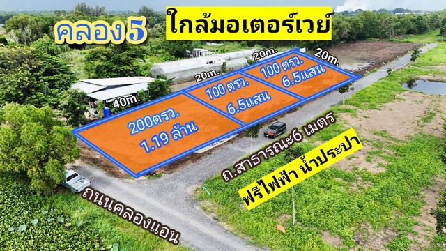 ขายที่ดิน คลองห้า คลองหลวงซอยตะวันตก 43 (ครูห่วง)  .