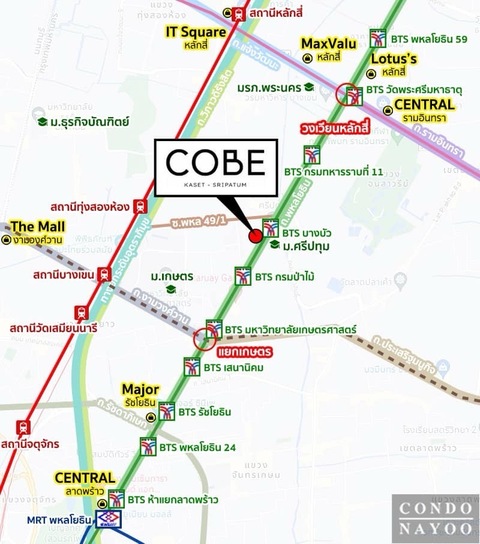 ขายใบจองขาดทุน  คอนโด COBE Kaset-Sripatum ชั้น 14 ห้องริม  .