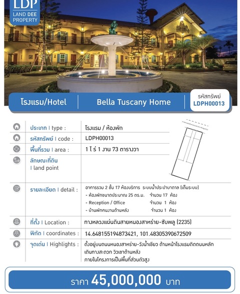 ขายโรงแรม Bella Tuscany  home เขาใหญ่ จ.นครราชสีมา  .