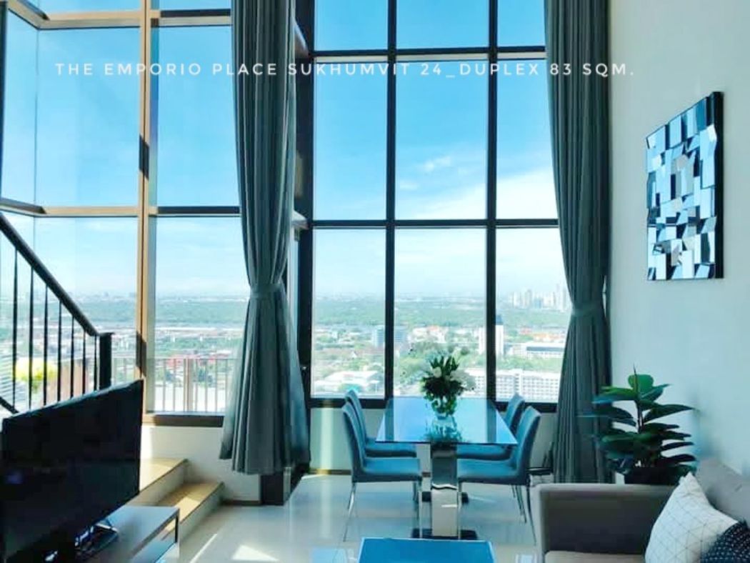 ให้เช่า คอนโด Duplex unit high floor river view ดิ เอ็มโพริโอ เพลส 83 ตรม. 1 bedroom in Sukhumvit 24 near BTS Phrompong: aa00000600391