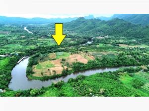  ขายที่ดินติดแม่น้ำแควน้อย กาญจนบุรี หน้าน้ำกว้าง 1 กิโลเมตร .
