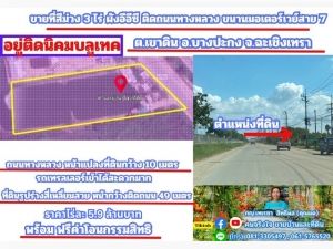 ขายที่สีม่วง 3 ไร่ ผังอีอีซี รถเทรลเลอร์เข้าได้ อ.บางปะกง จ.ฉะเชิ.