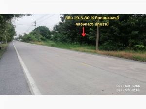 ขายถูกที่ดิน 19-3-80 ไร่ ติดถนนคลองสี่ คลองหลวง ปทุมธานี  .