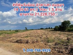 #ที่ดินวังน้อย อยุธยา 14 ไร่ 61 ตร.ว ไร่ละ 1.5 ล้าน  .