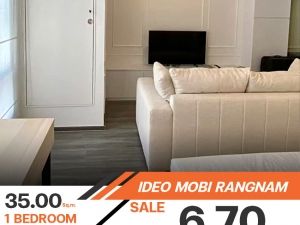 ขายคอนโด Ideo Mobi Rangnam ห้องตกแต่งมาให้พร้อมอยู่ เฟอร์นิเจอร์ และเครื่องใช้ไฟฟ้าครบครัน