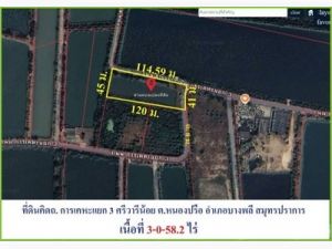 ขายถูกที่ดินถนนศรีวารีน้อย-สายที่2  เนื้อที่ 3-0-58.2 ไร่ศรีวารีน  .