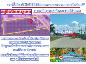 ขายที่สีม่วง 3 ไร่ ผังอีอีซี ติดถนนทางหลวงหมายเลข 3702 รถเทรลเลอร์เข้าได้ อยู่ติดนิคมบลูเทค ต.เขาดิน อ.บางปะกง จ.ฉะเชิงเทรา