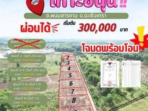 ขายที่สวนผ่อนได้เกาะขนุนเริ่มต้น 200 ตรว. ลดด่วนเหมาเพียง3แสนบาท ใกล้ตลาดสด โรงพยาบาลและถนนใหญ่ อ.พนมสารคาม ฉะเชิงเทรา: aa00000531000: aa00000531000